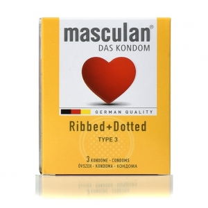 Masculan ribbed dotted kondomi (3 kondoma)