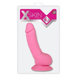 Dream Toys roze realističan dildo sa testisima i vakumskim postoljem, XSKIN00038