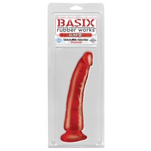 Pipedream basix slim crveni silikonski dildo, PIPE422315