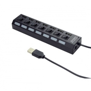 Gembird UHB-U2P7-03 USB 2.0 powered 7-port hub with switches, black