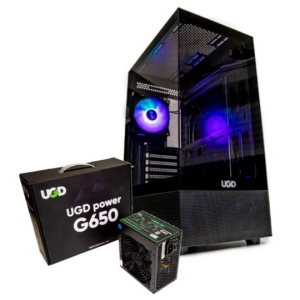UGD kućište fusion 3333 + napajanje 650W ATX, staklena prednja i bočna strana, ugrađen 1x ARGB kuler