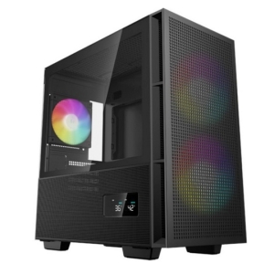 DeepCool CH360 digital mATX kućište, dual status display, 2xLED 140mm +1x120mm, staklena strana, USB-C