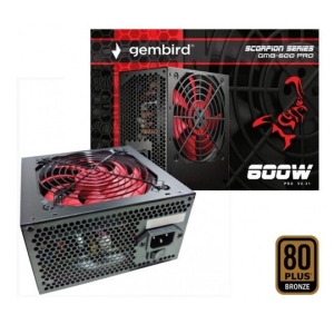Gembird GMB-600-PRO napajanje 600W 80+ BRONZE, PFC, 12cm FAN, 20+4pin, 2x4pin, 2x 6+2pin, 5xSATA,2xIDE