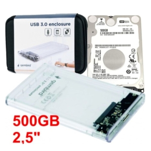 Gembird HDD 2.5 * 500GB SET USB 3.0 SATA eksterno kuciste + 500GB WD5000LUCT WD EE2-U3S9-6 (1899)
