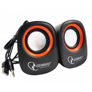 Gembird SPK-107 stereo zvučnici orange/black, 2 x 3W RMS USB pwr, 3.5mm kutija sa prozorom (379)