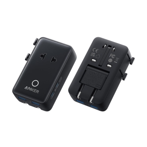 ANKER Nano 20W putni zidni punjač 5-portova (2x USB-A, 2x USB-C, utičnica EU na US, UK, AU i EU), crni